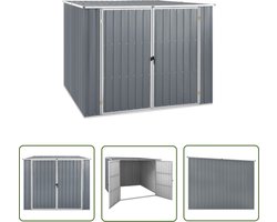 The Living Store Tuinschuur 195x198x159 cm gegalvaniseerd staal grijs - Tuinhuisje - Tuinschuur - Buitenschuur - Houten Schuur - Metalen Schuur