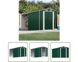 The Living Store Tuinschuur 277x192,5x179 cm gegalvaniseerd staal groen - Tuinhuisje - Houten Schuur - Opslagruimte - Buitenschuur - Metalen Schuur