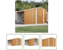 The Living Store Tuinschuur 277x279x179 cm gegalvaniseerd staal lichtbruin - Tuinhuisje - Houten Schuur - Opslagruimte Tuin - Tuingereedschap Bewaren - Buitenschuren