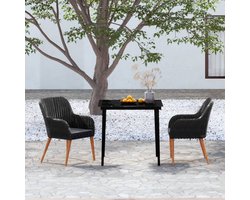 The Living Store Tuinset Acaciahout - 80x80x74 cm - Zwart