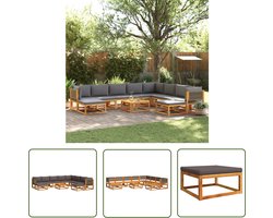The Living Store Tuinset Acaciahout - Grijs - Comfortabele zitervaring Tuin Lounge Set - Lounge Set Acacia Hout - Tuinset - Buitendecoratie - Outdoor Furniture - Loungebank - Hoekbank - Garden Sofa