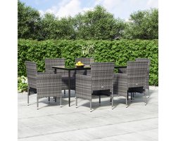 The Living Store Tuinset - Comfort - Tafel en 6 Stoelen - 160x80x74 cm - Weerbestendig