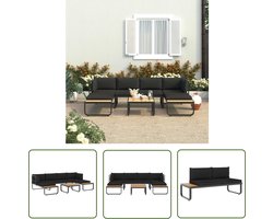 The Living Store Tuinset - Hoekbank Aluminium HKC Donkergrijs/Bruin - 138 x 60 x 62 cm - Inclusief kussens Tuinbank - Loungebank - Hoeksofa - Tuinmeubel - Outdoor Meubels - Balkon Meubel - Terrasmeubel - Lounge Set - Relaxstoel