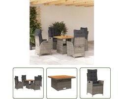 The Living Store Tuinset PE-rattan - Verstelbaar tafelblad - Afneembare kussenhoezen - Comfortabele zitervaring