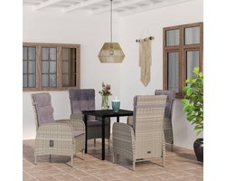 The Living Store Tuinset Solis - Tafel 80x80x74 cm - Stoel 58x63x108 cm - Grijs/Zwart
