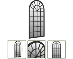 The Living Store Tuinspiegel 90x45 cm ijzer zwart - Tuin Spiegel - Buitenspiegel - Wandspiegel - Roest Effect - Industriële Spiegel