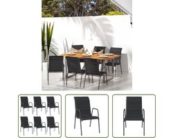 The Living Store Tuinstoel - Comfortabel - Stevig frame - Hoogwaardig materiaal - Lichtgewicht - Zwart/antraciet - Staal/textileen - 51x66x88cm - Montage vereist - 6 stuks