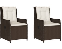The Living Store Tuinstoelen 2 st verstelbaar poly rattan bruin - Tuinstoel - Lounge Stoel - Buis Meubel - Poly Ratan - Outdoor Furniture