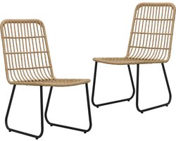 The Living Store Tuinstoelen 2 stuks poly rattan eikenkleurig - Tuinstoelen - Outdoor Meubilair - Lounge Stoelen - Eetkamerstoelen - Balkon Meubels