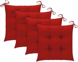The Living Store Tuinstoelen Acaciahout - 60x56x85cm - Rood kussen