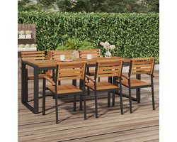 The Living Store Tuintafel - U-vormige poten - Massief acaciahout - 200 x 90 x 75 cm