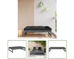 The Living Store Tuinvoetenbank 120x80 cm massief grenenhout grijs - Tuin Bank - Voetenbank - Lounge Set - Outdoor Furniture - Teak Wood