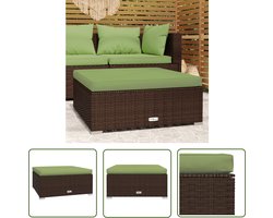 The Living Store Tuinvoetenbank met kussen 70x70x30 cm poly rattan bruin - Tuin Bank - Voetenbank - Lounge Stoel - Buitendecor - Outdoor Furniture