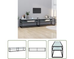 The Living Store TV Kast - Gehard glas - 200 x 40 x 40.5 cm - Zwart-wit marmer