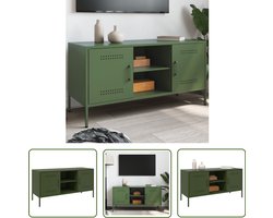 The Living Store Tv-meubel 100,5x39x50,5 cm staal olijfgroen - Tv-meubel - Industrieel Tv-meubel - Staal Tv-meubel - Groene Tv-meubel - Salontafel