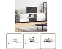 The Living Store Tv-meubel 150x30x50 cm bewerkt hout hoogglans wit - TV-meubel - Houtsoort - Witte Kast - Salontafel - Livingroom Furniture