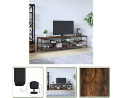 The Living Store Tv-meubel 200x30x50 cm bewerkt hout metaal gerookt eikenkleurig - TV-meubel - Houten TV-meubel - Bruine TV-stand - Tv Kast - Salontafel