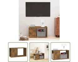 The Living Store Tv-meubel 60x24x32 cm bewerkt hout gerookt eikenkleurig - Tv Meubels - Houten Tv Stand - Media Kast - Salontafel - Living Room Furniture