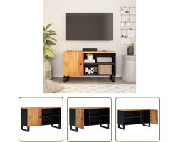 The Living Store Tv-meubel 80x33x46 cm massief acaciahout en bewerkt hout - Tv-meubel - Acacia Houten Meubilair - Salontafel - Kastje - Opbergkast