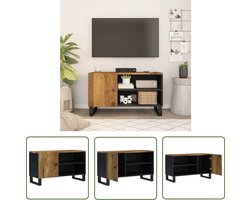 The Living Store Tv-meubel 80x33x46 cm massief mangohout en bewerkt hout - Tv-meubel - Mango Wood - Houten Tv-kast - Salontafel - Livingroom Furniture