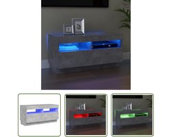 - The Living Store TV-meubel Hifi-kast - 80 x 35 x 40 cm - Betongrijs - RGB LED-verlichting