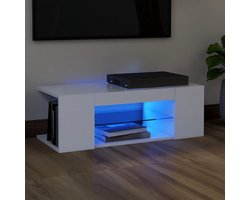 The Living Store TV-meubel Hifi-kast - 90 x 39 x 30 cm - LED-verlichting - Trendy - praktisch en duurzaam - Houd al je media netjes geordend - RGB LED-verlichting en modern design - Eenvoudig schoon te maken - USB-aansluiting niet inbegrepen