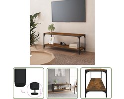 The Living Store TV-meubel - Industriële stijl - 100 x 33 x 41 cm - Gerookt eiken