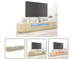 The Living Store TV-meubel - LED-verlichting - trendy ontwerp - stevige constructie - voldoende opbergruimte - RGB LED-verlichting - eenvoudig schoon te maken - inclusief USB-aansluiting - Sonoma eiken - 200x35x40 cm - montage vereist