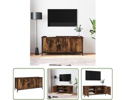 The Living Store TV-meubel - Smoked Oak - Trendy ontwerp - Duurzaam hout - Voldoende opbergruimte - Stevig blad - Praktische deuren - Metalen voeten - 102x35x45 cm