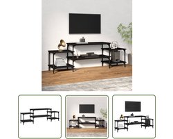 The Living Store TV-meubel - trendy en praktisch - hoge kwaliteit - voldoende opbergruimte - stabiel blad - aanpasbare poten - zwart - 157x35x52cm