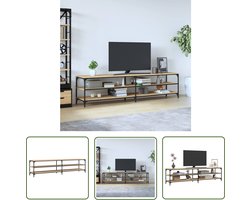 The Living Store TV-meubel - Trendy en praktisch ontwerp - Hoge kwaliteit bewerkt hout - Sterk metalen frame - Veel opbergruimte - Stevig blad - Sonoma eiken - 200 x 30 x 50 cm (L x B x H)