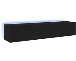 The Living Store Tv-meubels met LED-verlichting 2 st 80x35x31 cm zwart - Tv-meubel - Tv-wandmeubel - Zwevende Tv-kast - Led-verlichting - Rgb-verlichting