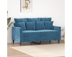 The Living Store Tweezitsbank 120 cm fluweel blauw - Tweezitsbank - Fluweel Sofa - Blauwe Bank - Salon Meubilair - Lounge Furniture