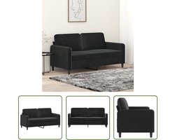 The Living Store Tweezitsbank 140 cm fluweel zwart - Tweezitsbank - Zwarte Bank - Velvet Bank - Salontafel - Woonkamer Meubilair