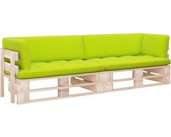 The Living Store Tweezitsbank pallet met kussens geïmpregneerd grenenhout - Tuinbank - Pallets - Tuinset - Buitentijdbank - Lounge Set