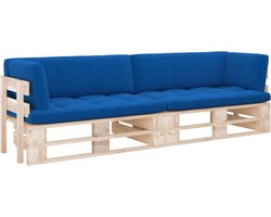 The Living Store Tweezitsbank pallet met kussens geïmpregneerd grenenhout - Tuinbank - Tuinset - Lounge Set - Buitendecoratie - Hout Meubel