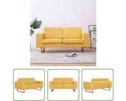 The Living Store Tweezitsbank stof geel - Tweezitsbank - Stoffen Bank - Gelkleurige Bank - Bankstellen - Salon Meubilair