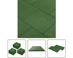 The Living Store Valtegels 18 st 50x50x3 cm rubber groen - Valtegels - Rubberen Tegels - Kinderbescherming - Antislip - Tuin Accessoires