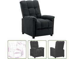 The Living Store Verstelbare Stoel - Fauteuil - Donkergrijs - 74 x 99 x 102 cm - Stof en IJzer