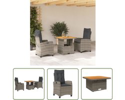 The Living Store Verstelbare tuinmeubelset - Salontafel naar eettafel - PE-rattan - Grijs - 110 kg draagvermogen