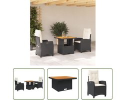 The Living Store Verstelbare Tuinset - 57 x 66 x 93 cm - PE-rattan - Draagvermogen 110 kg