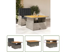 The Living Store Verstelbare Tuinset Grijs - PE-Rattan - Verstelbare Rugleuning - Afneembare Wasbare Kussenhoezen