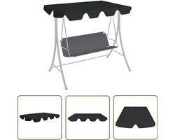 The Living Store Vervangingsluifel voor schommelbank 188/168x145/110 cm zwart - Schommelbankluifel - Schommelbank Accessoires - Tuinset - Tuinaccessoires - Overkapping