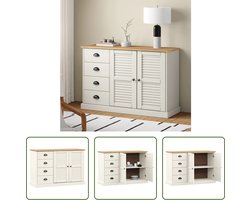 The Living Store VIGO Dressoir - 113 x 40 x 75 cm - Massief grenenhout - Wit