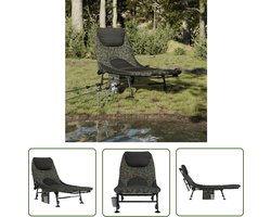 The Living Store Visbed met verstelbare modderpoten inklapbaar camouflage - Visbed - Kampeerstoel - Inklapbaar Bed - Outdoor Meubilair - Hengelsport Accessoires