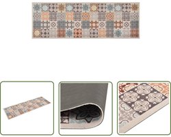 The Living Store Vloermat Gekleurde MozaÃ¯ek-print 150 x 45 cm - Anti-slip latex onderkant