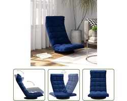 The Living Store Vloerstoel Draaibaar 360 graden - Blauw - Fluweel en Metaal - 90 x 54 x 80 cm - Verstelbaar