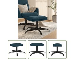 The Living Store Voetenbank 60x60x36 cm fluweel blauw - Voetbank - Blauwe Voetbank - Fluweel Voetbank - Salontafel - Relaxstoel