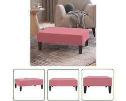 The Living Store Voetenbank 78x56x32 cm fluweel roze - Voetbank - Fluweel Bank - Roze Bank - Lounge Meubilair - Relax Stoel