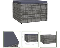 The Living Store voetenbank - PE-rattan - 53 x 53 x 33 cm - grijs - schuim kussen